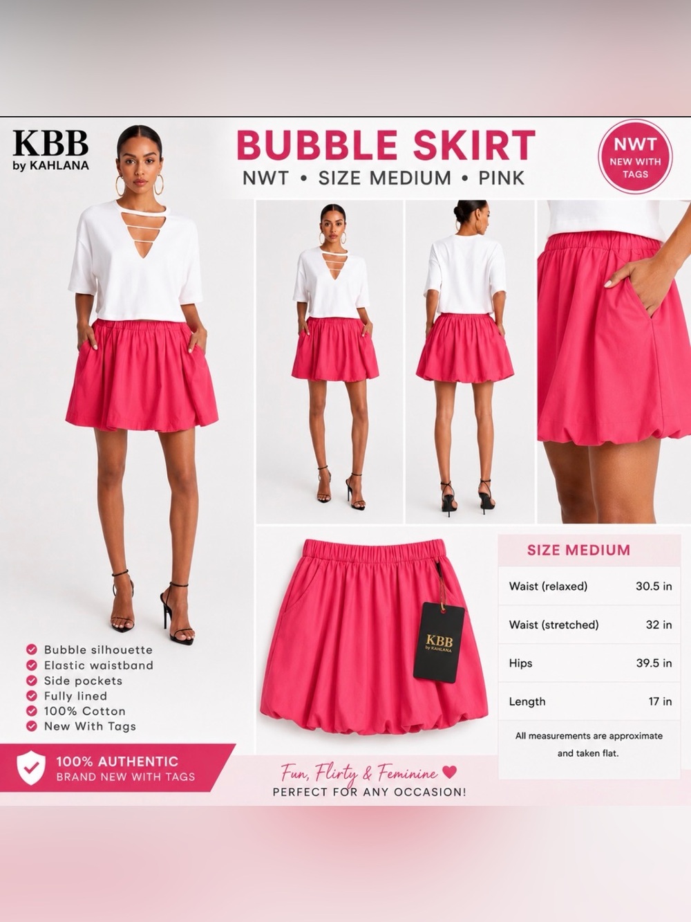 KBB by Kahlana Bubble Skirt – NWT Pink Size Medium